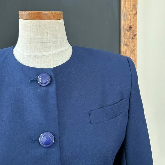 Vtg Raoul Angular Blue Blazer 6 80s Power Dressing Career Office Structured - Picture 11 of 12